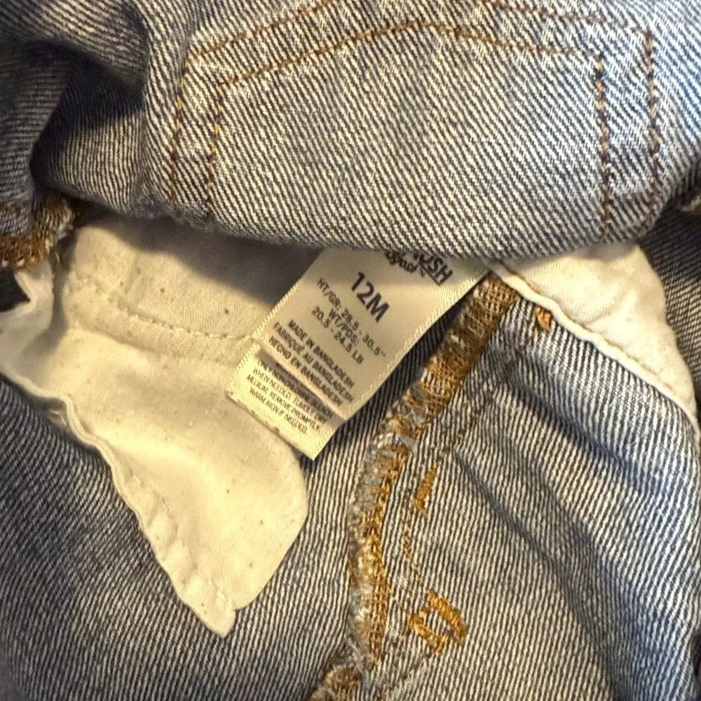 OshKosh B'gosh Blue Denim Overall Dress with Bow 12M